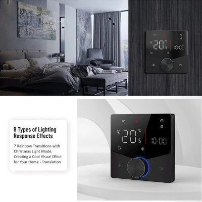 Smart Wi-Fi θερμοστάτης πετρελαίου BHT-009GBLW χωνευτός μαύρος για ομοιόμορφο και άνετο έλεγχο της θερμοκρασίας