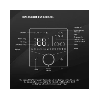 Smart Wi-Fi θερμοστάτης αερίου BHT-009GCLW χωνευτός μαύρος για ομοιόμορφο και άνετο έλεγχο της θερμοκρασίας
