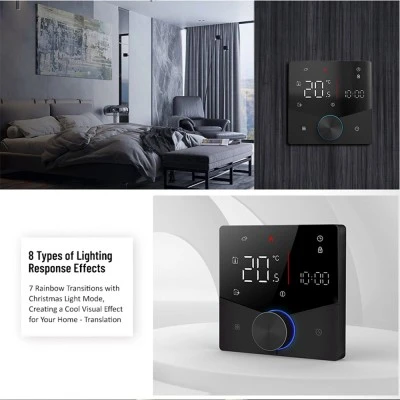 Smart Wi-Fi θερμοστάτης αερίου BHT-009GCLW χωνευτός μαύρος για ομοιόμορφο και άνετο έλεγχο της θερμοκρασίας