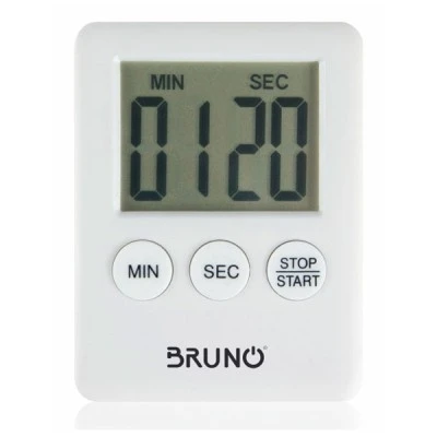 BRUNO χρονόμετρο & αντίστροφη μέτρηση BRN-0063, LCD, με μαγνήτη σε λευκό χρώμα