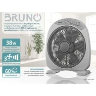 Ανεμιστήρας Box Fan BRUNO δαπέδου 38W 32cm σε γκρι χρώμα με 3 ταχύτητες & χρονοδιακόπτη