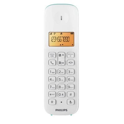 PHILIPS ασύρματο τηλέφωνο D1601T-34 με ελληνικό μενού & φωτιζόμενη οθόνη σε λευκό-πράσινο χρώμα PHILIPS ασύρματο τηλέφωνο D1601T-34 με ελληνικό μενού & φωτιζόμενη οθόνη σε λευκό-πράσινο χρώμα