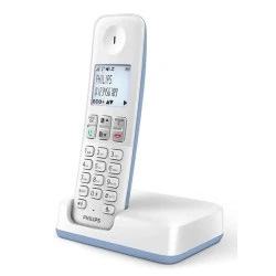 Ασύρματο τηλέφωνο PHILIPS D2501S-34 με ανοιχτή ακρόαση, ελληνικό μενού & φωτιζόμενη οθόνη σε λευκό-μπλε χρώμα Ασύρματο τηλέφωνο PHILIPS D2501S-34 με ανοιχτή ακρόαση, ελληνικό μενού & φωτιζόμενη οθόνη σε λευκό-μπλε χρώμα
