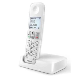 PHILIPS ασύρματο τηλέφωνο D2501W-34 με ανοιχτή ακρόαση, ελληνικό μενού & φωτιζόμενη οθόνη σε λευκό χρώμα