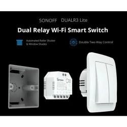 SONOFF smart διακόπτης DUALR3 Lite, 2-Gang, Wi-Fi 15A λευκός για απομακρυσμένο έλεγχο φωτισμού & φωνητικός έλεγχος