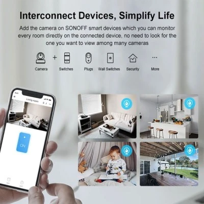 Wi-Fi κάμερα ασφαλείας Sonoff με περιστρεφόμενη λειτουργία, αμφίδρομη επικοινωνία & ανίχνευση κίνησης