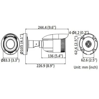 Δικτυακή κάμερα εξωτερικού χώρου HIKVISION HIWATCH IP 2.8-12mm, 4MP, IP67 με εύρος υπερύθρων IR έως 50m