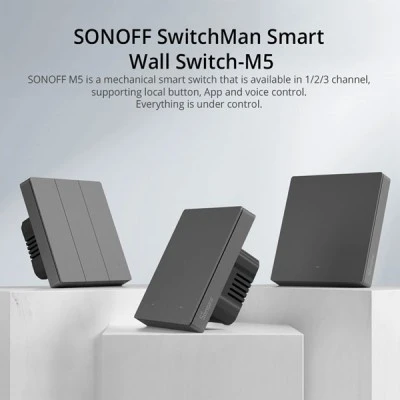 SONOFF smart διακόπτης M5-1C-86 μονός WiFi σε γκρι χρώμα για απομακρυσμένο έλεγχο του φωτισμού