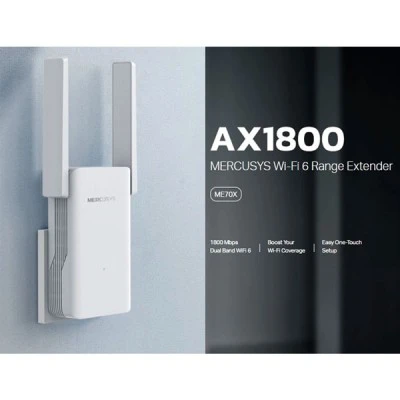 MERCUSYS range extender ME70X Wi-Fi 6 1800Mbps AX1800 Ver. 1.0 για την βελτίωση στην κάλυψη του δικτύου