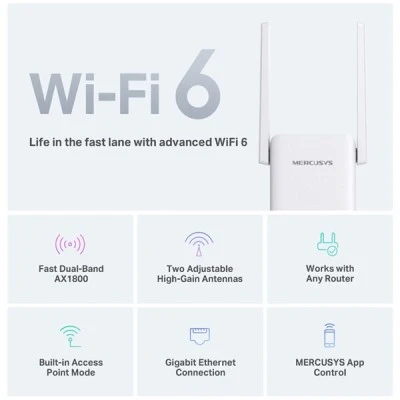 MERCUSYS range extender ME70X Wi-Fi 6 1800Mbps AX1800 Ver. 1.0 για την βελτίωση στην κάλυψη του δικτύου