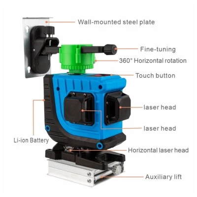 Γραμμικό αλφάδι laser NOYAFA NF-112G με πράσινη δέσμη 12 ακτίνων 3D IP54 & τηλεχειριστήριο για απομακρυσμένο έλεγχο