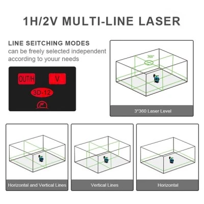 Γραμμικό αλφάδι laser NOYAFA NF-112G με πράσινη δέσμη 12 ακτίνων 3D IP54 & τηλεχειριστήριο για απομακρυσμένο έλεγχο