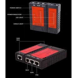 NOYAFA tester καλωδίων δικτύου NF-468PF για PoE RJ45 & RJ11 με ορατή ένδειξη LED λειτουργίας