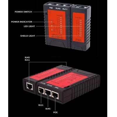 NOYAFA tester καλωδίων δικτύου NF-468PF για PoE RJ45 & RJ11 με ορατή ένδειξη LED λειτουργίας