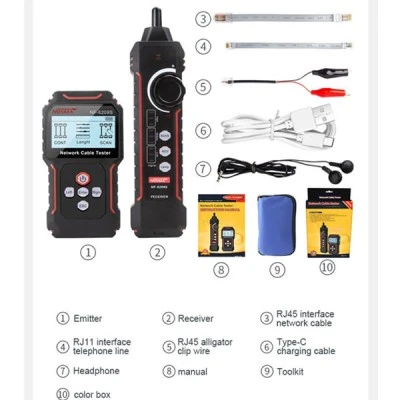 NOYAFA tester καλωδίων δικτύου NF-8209S για RJ45 PoE για μέτρηση μήκους καλωδίων από 2.5m έως 500m NOYAFA tester καλωδίων δικτύου NF-8209S για RJ45 PoE για μέτρηση μήκους καλωδίων από 2.5m έως 500m