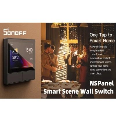 SONOFF smart panel ελέγχου NSPanel με οθόνη αφής 2-gang Wi-Fi με 2 φυσικούς διακόπτες & φωνητικός έλεγχος με Amazon Alexa και Google Assistant