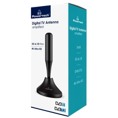 Ψηφιακή κεραία POWERTECH PT-1007 5G & LTE DVB-T/T2 4Κ 26dB με μαγνητική βάση