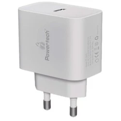 POWERTECH φορτιστής τοίχου 30W PT-1043 USB-C με υποστήριξη γρήγορης φόρτισης PD3, QC3.0 σε λευκό χρώμα