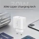 POWERTECH φορτιστής τοίχου 30W PT-1043 USB-C με υποστήριξη γρήγορης φόρτισης PD3, QC3.0 σε λευκό χρώμα
