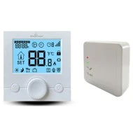 POWERTECH ψηφιακός θερμοστάτης χώρου PT-1046 αερίου ασύρματος RF RF λευκός προγραμματιζόμενος & με φωτιζόμενη οθόνη
