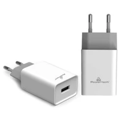 Φορτιστής τοίχου POWERTECH PT-780 με θύρα εξόδου USB με μέγιστη απόδοση 20W σε λευκό χρώμα