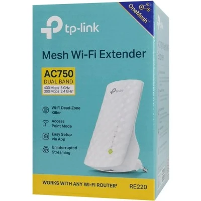 TP-LINK mesh WiFi extender RE220 AC750 dual band Ver 3.0 για την επέκταση του Wi-Fi