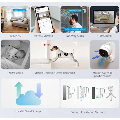 SONOFF smart κάμερα S-CAM με ηχητικό συναγερμό, 1080p FHD, Wi-Fi με ηχητικό συναγερμό όταν εντοπίζεται κίνηση & νυχτερινή λειτουργία