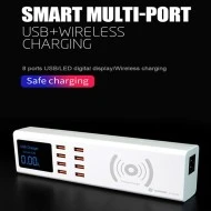Σταθμός φόρτισης SUNSHINE SS-309WD με 8x θύρες USB για ταυτόχρονη φόρτιση έως 8 συσκευών & ασύρματη φόρτιση με απόδοση έως 10W