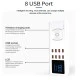Σταθμός φόρτισης SUNSHINE SS-309WD με 8x θύρες USB για ταυτόχρονη φόρτιση έως 8 συσκευών & ασύρματη φόρτιση με απόδοση έως 10W