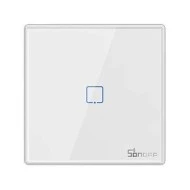 SONOFF smart διακόπτης αφής μονός T2EU1C-RF 433MHz σε λευκό χρώμα με επιφάνεια από tempered glass
