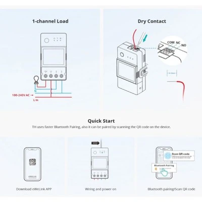 SONOFF smart διακόπτης ελέγχου θερμοκρασίας/υγρασίας THR320D WiFi 20A με φωνητικό έλεγχο, συμβατό με Amazon Alexa & Google Assistant