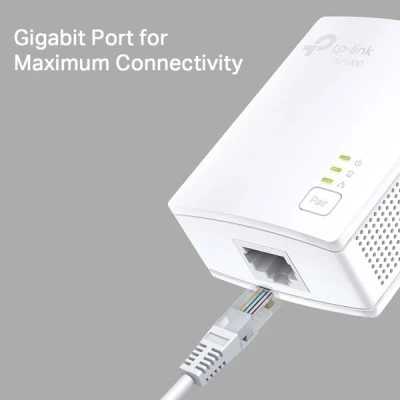 TP-LINK Powerline Starter Kit TL-PA7017, AV1000 Gigabit Ver. 4.0 Powerline διπλό για ενσύρματη σύνδεση με Passthrough πρίζα & θύρα Gigabit Ethernet