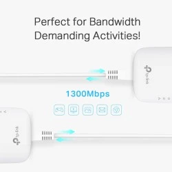 TP-LINK Passthrough Powerline Starter Kit TL-PA8010P AV1300 Ver: 3.0 διπλό για ενσύρματη σύνδεση με Passthrough πρίζα & θύρα Gigabit Ethernet