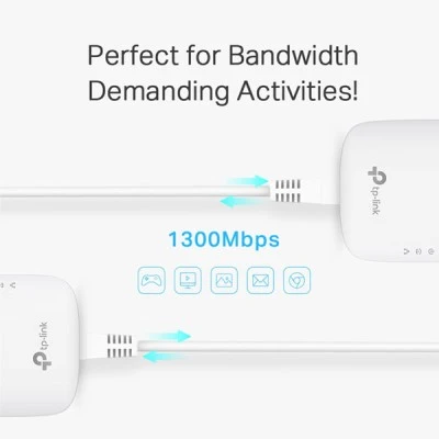 TP-LINK Passthrough Powerline Starter Kit TL-PA8010P AV1300 Ver: 3.0 διπλό για ενσύρματη σύνδεση με Passthrough πρίζα & θύρα Gigabit Ethernet