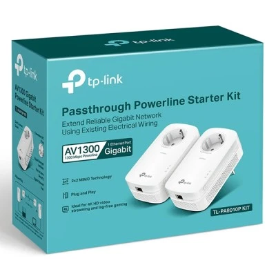 TP-LINK Passthrough Powerline Starter Kit TL-PA8010P AV1300 Ver: 3.0 διπλό για ενσύρματη σύνδεση με Passthrough πρίζα & θύρα Gigabit Ethernet