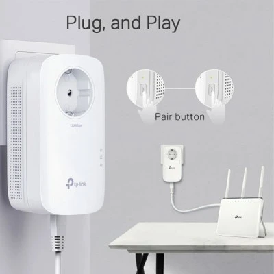 TP-LINK Passthrough Powerline Starter Kit TL-PA8010P AV1300 Ver: 3.0 διπλό για ενσύρματη σύνδεση με Passthrough πρίζα & θύρα Gigabit Ethernet