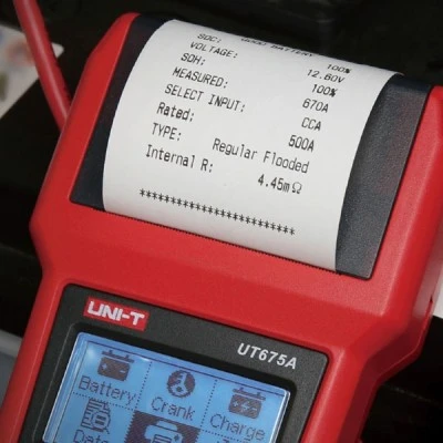 UNI-T tester μπαταρίας αυτοκινήτων UT675A με κροκοδειλάκια & εκτυπωτή