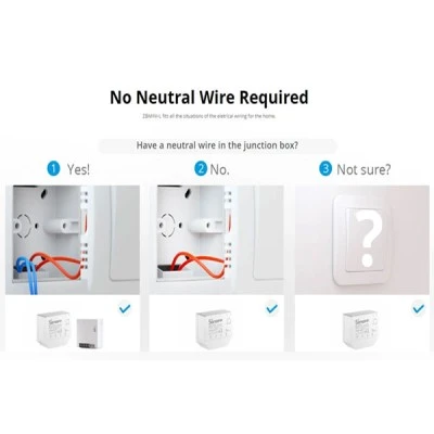 SONOFF αμφίδρομος smart διακόπτης ZBMINI-L, 1-gang, ZigBee 3.0 για μετατροπή συμβατικού διακόπτη σε smart