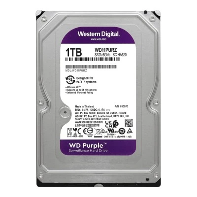 WD σκληρός δίσκος 3.5" Purple Surveillance 1TB, 256MB, 5400RPM, SATA III WD σκληρός δίσκος 3.5" Purple Surveillance 1TB, 256MB, 5400RPM, SATA III