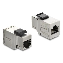 DELOCK Keystone module RJ45 90835, θηλυκό σε θηλυκό, Cat 6A STP, ασημί