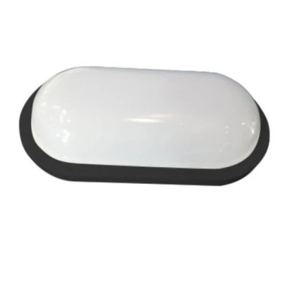 Led απλίκα μαύρη οβάλ slim πλαστική 15W 1350Lm 3000k θερμό λευκό φως στεγανή ΙΡ65