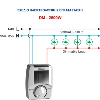 Dimmer professional DM-2500W (ροοστάτης) MASTER DM-2500 BLACK