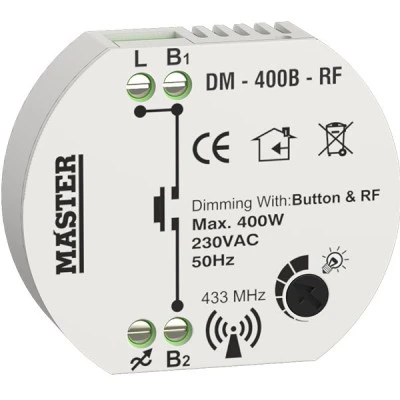Dimmer led κυτίου (ροοστάτης) με δυνατότητα ασύρματου χειρισμού 400 Watt Master DM-400B-RF Dimmer led κυτίου (ροοστάτης) με δυνατότητα ασύρματου χειρισμού 400 Watt Master DM-400B-RF