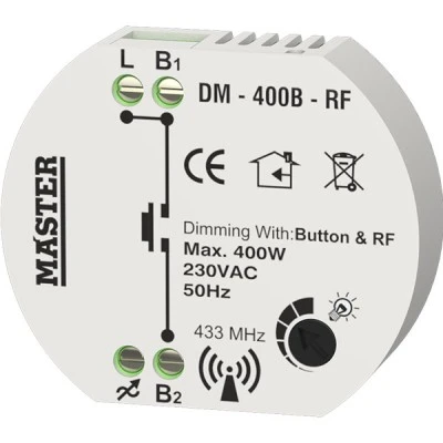 Dimmer led κυτίου (ροοστάτης) με δυνατότητα ασύρματου χειρισμού 400 Watt Master DM-400B-RF Dimmer led κυτίου (ροοστάτης) με δυνατότητα ασύρματου χειρισμού 400 Watt Master DM-400B-RF