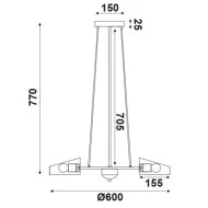 Μεταλλικό φωτιστικό με design διάτρητο σκαφάκι κρεμαστό τρίφωτο για λάμπες Ε27