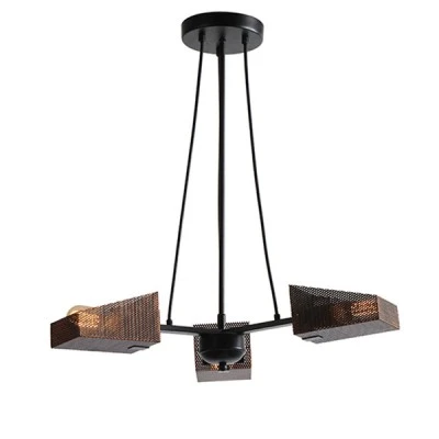 Μεταλλικό φωτιστικό με design διάτρητο σκαφάκι κρεμαστό τρίφωτο για λάμπες Ε27