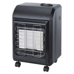Θερμάστρα υγραερίου TG MINI 4.2KW σε μαύρο χρώμα με ορειχάλκινη βαλβίδα αερίου αυτόματη ανάφλεξη και ροδάκια
