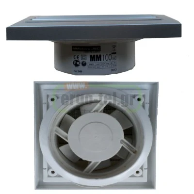 Εξαεριστήρας μπάνιου ΙΝOX Φ120mm 18W τετράγωνο σειρά ММ-120 220V 150 m³/h 42dB