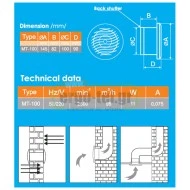 Εξαεριστήρας μπάνιου Φ100mm 11W στρογγυλός σειρά WE-100 με κυματοειδή σχάρα 220V 95 m³/h
