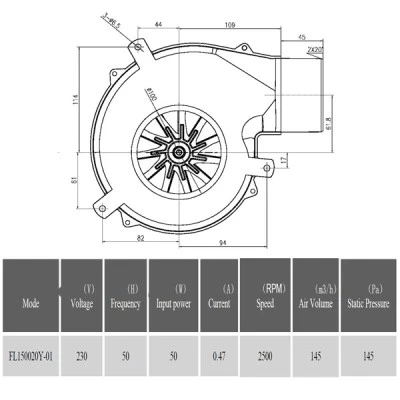 Βεντιλατέρ τύπου σαλίγκαρος FL-T/200-01 50W 145m³/h 2500rpm με αντοχή σε υψηλές θερμοκρασίες Βεντιλατέρ τύπου σαλίγκαρος FL-T/200-01 50W 145m³/h 2500rpm με αντοχή σε υψηλές θερμοκρασίες